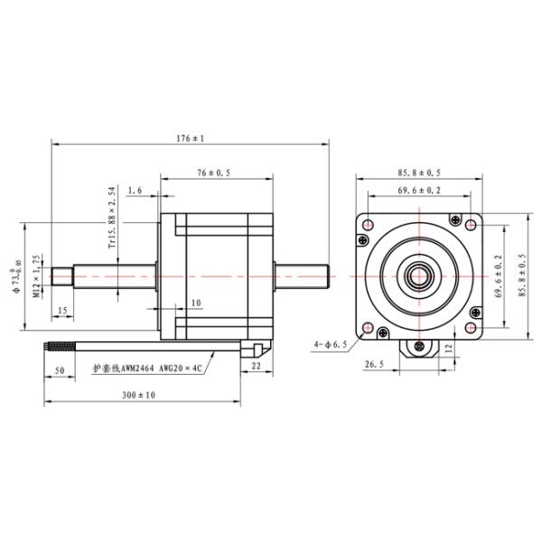 Customization NEMA 34 NonCaptive Hybrid Linear Stepper Motor 76mm Body Waterproof