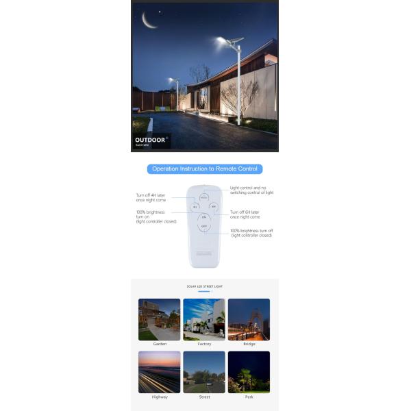 Waterproof Solar Pole Lamp Outdoor Lighting IP65 LED Solar Street Light 3 Years Warranty