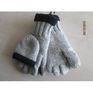 Quality Half fingers with covers acrylic&amp;wool gloves with Thinsulate linging, white for MENS' outside and winter for sale
