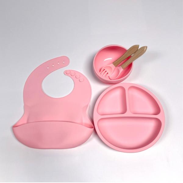 Silicone Baby Feeding Set Bpa Free Dinnerware Type with Bowl Bottle Spoon and Bib