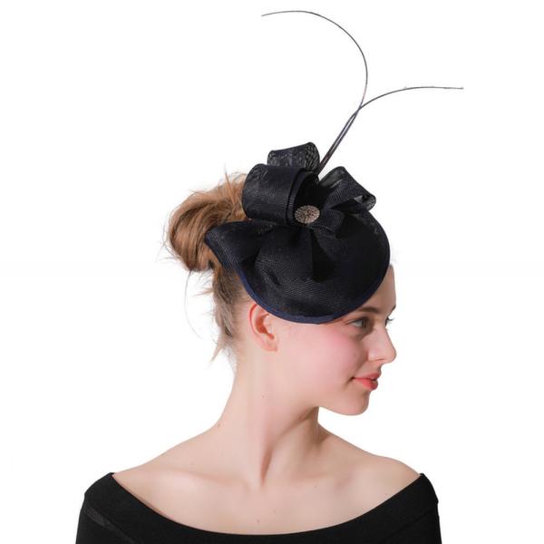 15x30cm Sinamay Base And Feather Fascinator Hat With Dyed Pattern Handmade