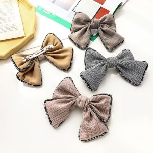 China Korean Small Fragrance Style hair accessories classic retro bow hairpin spring clip on sale