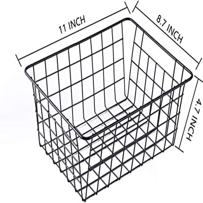 Black Household Wire Pantry Baskets For Organizing Metal