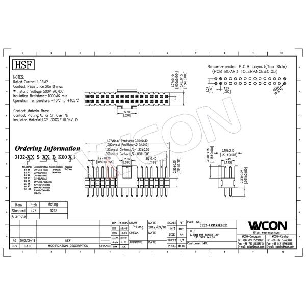 1.27 Pitch Box Header S Type 10P Straight LCP Black Sel.10Au/Sn ROHS