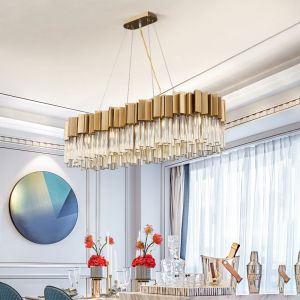 Luxury Led Crystal Chandeliers Dining Room Creative Rectangle foyer chandelier