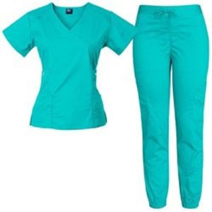 factory custom logo solid color scrub top and pants stretch scrub uniform
