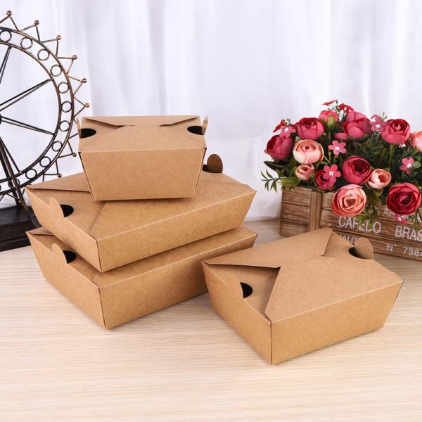 Buy Biodegradable Food Packaging Boxes Takeway Bento Lunch Box Kraft Paper at wholesale prices