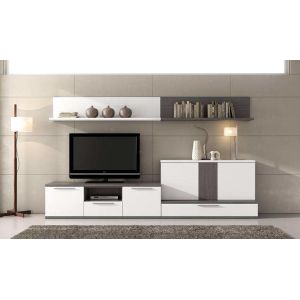 Quality Pre Finished White Particle Board TV Stand With Large Capacity Sliding Drawers for sale