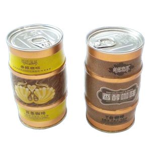 China 4 Color Coffee Tin Cans 500ml Milk Round Metal Container on sale