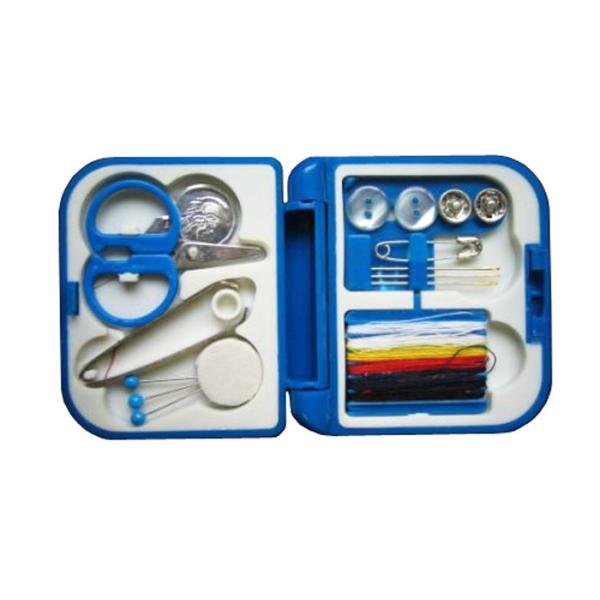 Portable Pink Blue Color Travel Sewing Kits With Folding Plastic Case