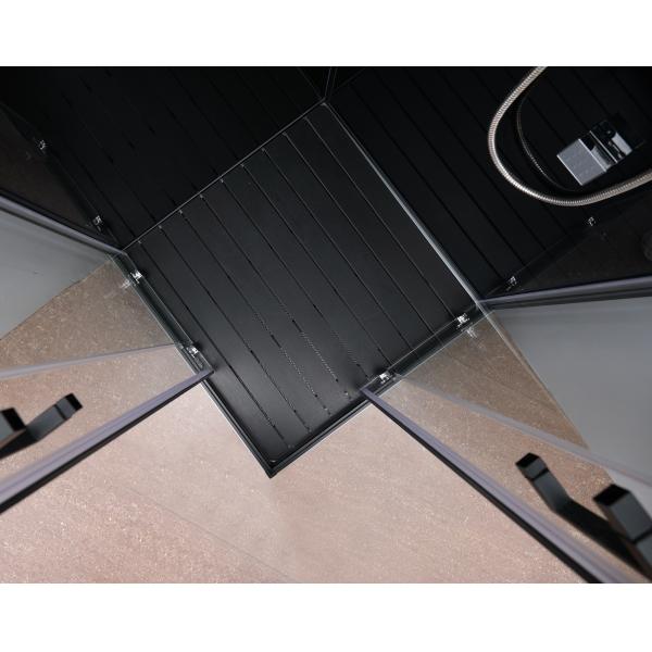 Square Bathroom Shower Cabins Grey Acrylic ABS Tray Black aluminium
