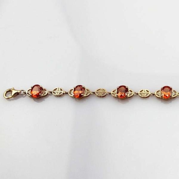 18k Rose Gold Plated 925 Silver Link Garnet Tennis Bracelet(H07)