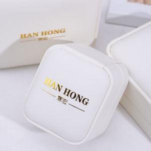 Plain White PU Leather Jewelry Box , Leather Jewelry Case For Ring Pendant