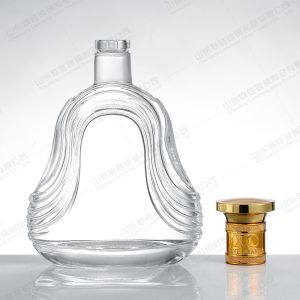 Custom Transparent Round Empty Glass Liquor Wine Vodka Tequila Whisky Bottle
