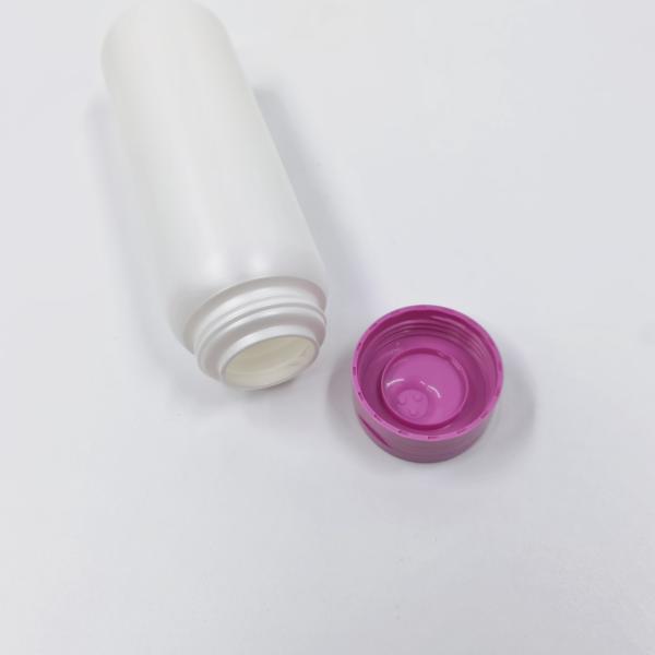 White Body Cylinder PE Plastic Bottle For Powder 50ml 250ml Pink Cap