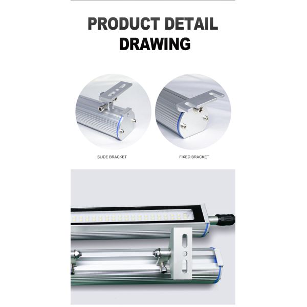 Aluminum CNC Machine Work Lights Tempered Glass IP68 300mm 400mm 600mm