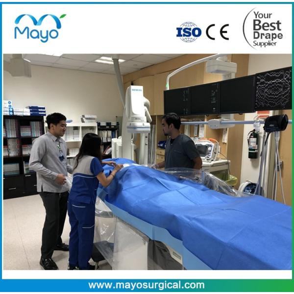 Buy Cathlab Surgical Equipment Drapes Blue Surgical Fenestrated Drape at wholesale prices