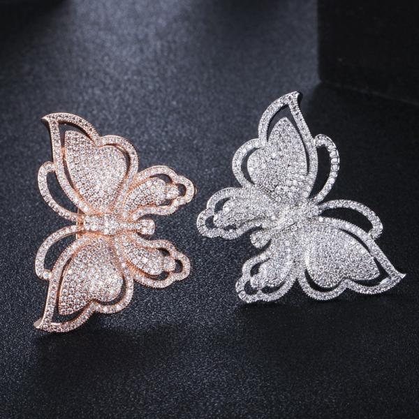 Fashion Colorful Butterfly CZ Gold Ring For Women Girls Fashion Engagement Wedding CZ Crystal Finger Ring Party Jewelry