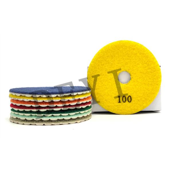 Flexible 5 Inch 3 Step Diamond Resin Dry Polishing Pads 125mm