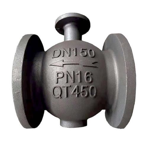 QT450 Ductile Iron Casting Valve Body Components Of Sand Casting For Piping
