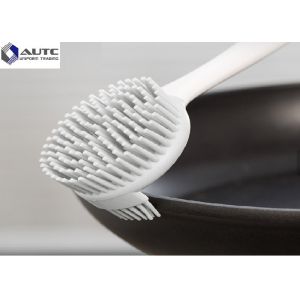 Double Side Kitchen Cleaning Brush , Grey Cleaning Brush With Plastic Hand TPR