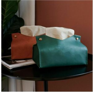 Fancy Real Leather Debossed Car Tissue Box BPA Free