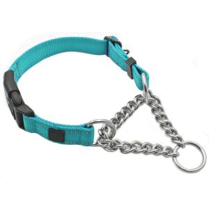 Stainless Steel Chain Nylon Martingale Dog Collar Sturdy 7 Colors Option