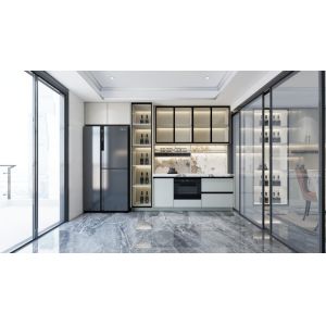 Fadior Dual-Line Design Soft Beige Stainless Steel Kitchen Cabinets