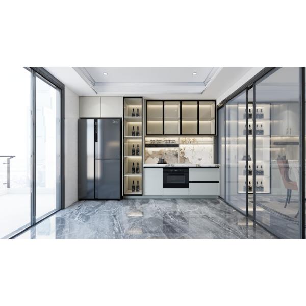 Fadior Dual-Line Design Soft Beige Stainless Steel Kitchen Cabinets