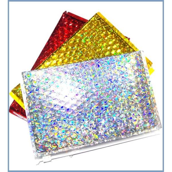 Reusable Metallic Matte Glossy Holographic Zip lockk Bags, Reclosable Cosmetic Packing Bubble Pouch Slider Zipper