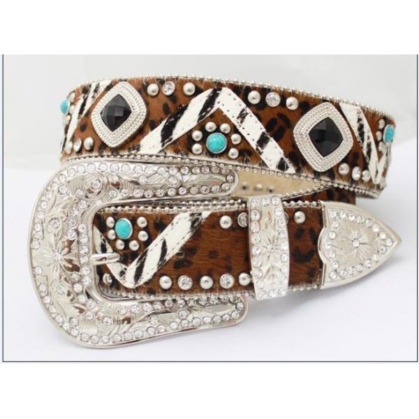 Buy cowhide black glass crystal belt western waistband hot selling at wholesale prices