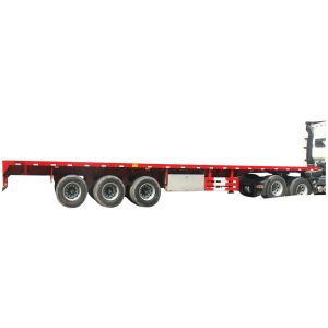 3 Axle Steel Material Container Flatbed Trailer with 40 Ton Max Payload and 3mm Thick Pattern Plate