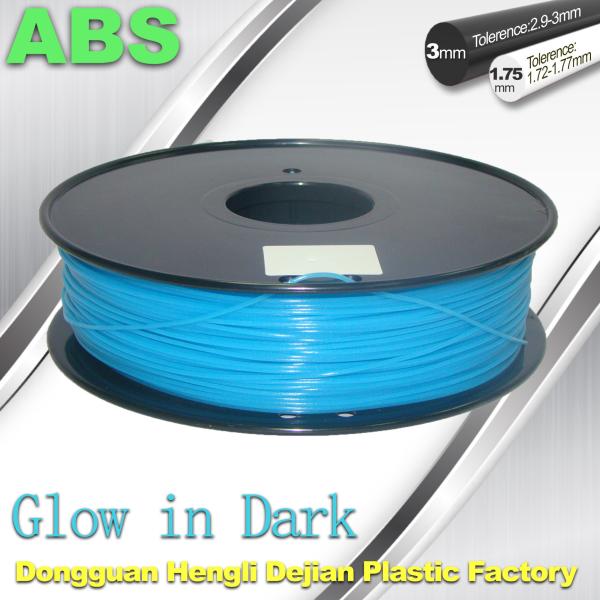 ABS Glow in The Dark 3d Printer Filament 1.75 / 3mm glow in dark Blue ABS