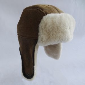 High quality wholesale double face shearling trapper sheepskin hat