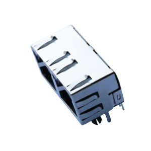 RJHSE-538X-02 1X2 Multi - Port RJ45 Connector No Magnetics With LEDs LPJE201AGNL