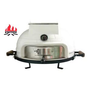 KIMSTONE 21 Inch Tabletop Pizza Oven Large Brick Pizza Stove White Portable