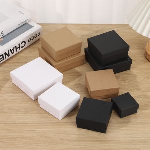 Customized Logo Jewelry Box With White And Black Lid Ring Packaging Box And Gift