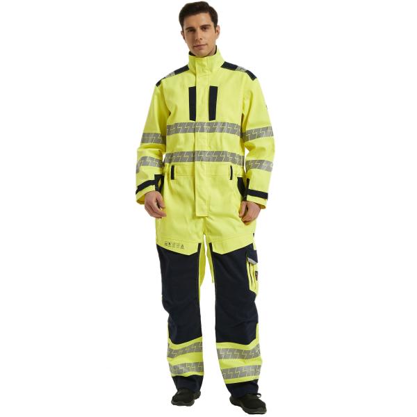 Buy CVC Hivis Yellow Fire Retardant Overall For Electric Industry at wholesale prices