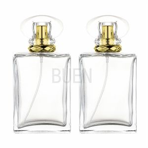 Square Transparent Glass Material Perfume Bottle 50ml Clip 15mm