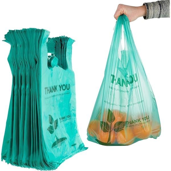 Handle Recyclable Biodegradable Plastic Takeaway Bags With Custom Logo Carton