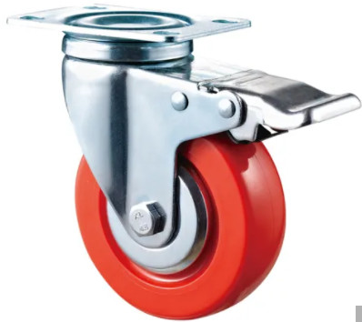 Buy Locking Wheel Red Urethane Casters With Brakes at wholesale prices