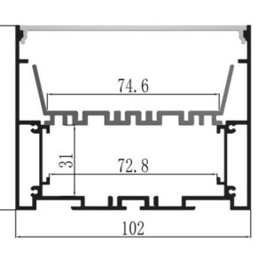 Lobby Large Aluminium LED Housing Suspended Strip Light Profile Waterproof