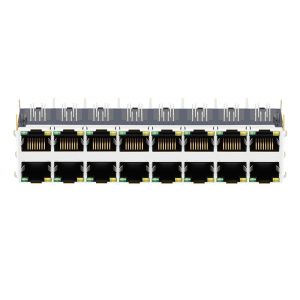 2 X 8 Port Stacked RJ45 HUB PC Card Shielded With EMI Finger 0810-2H8R-28