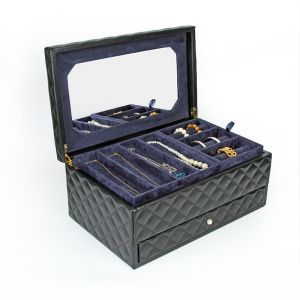 Velvet Leather Travel Jewelry Organizer Box High Gloss Antibacterial