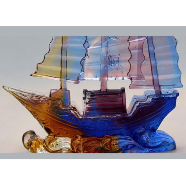Buy Office Desk Decoration Colored Glaze Crafts , Chinese Style Sailing Boat Adornment at wholesale prices