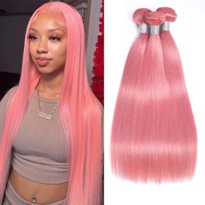 China 100% Factory Wholesale Unprocessed Pink Human Hair Weaves Bundles on sale