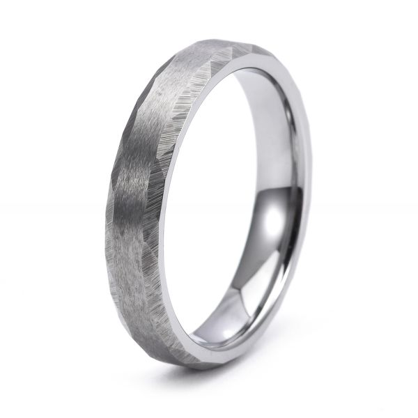 Jewelry Type Women's Wedding Jewelry 4mm Polished Brushed Faceted Gold Tungsten Carbide Ring