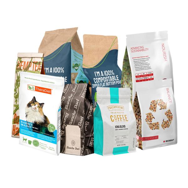 Custom Side Gueest Bag Printed Kraft Paper Heat Sealed Biodegradable Packaging Bag For Coffee