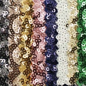 Shining 390 GSM Rose Sequin Fabric for Women'S Fashion Dresses
