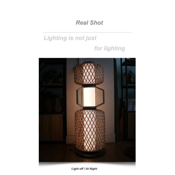 Decorative Rattan Standing Lamp 3500K CCT For Hotel Residential